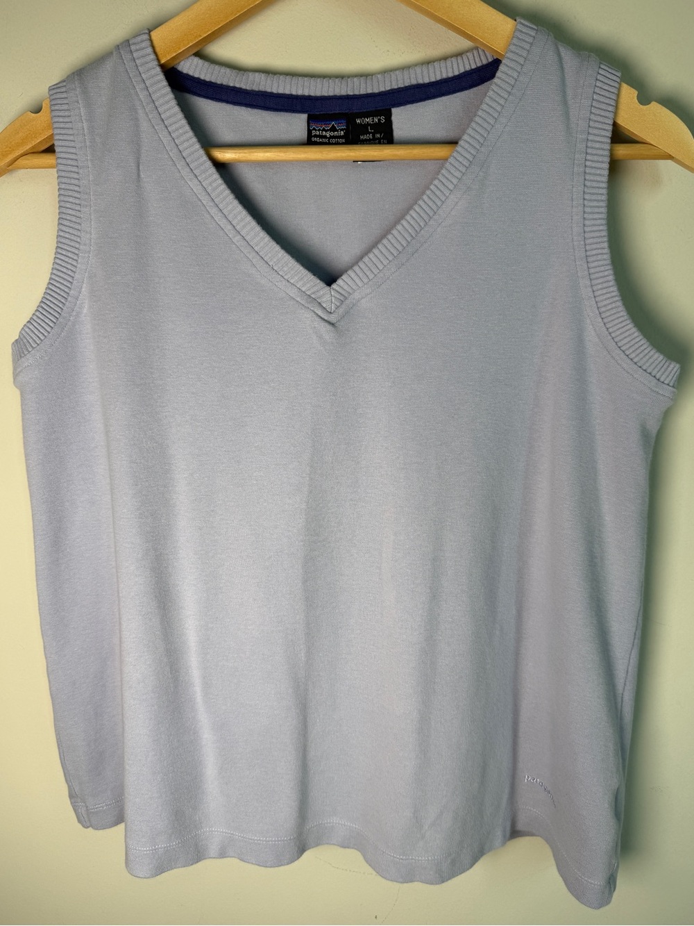 Patagonia Organic Cotton V-Neck Tank Top Blue Sz L